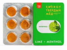 Твердый мед ENERGY леденцы лайм ментол 18г