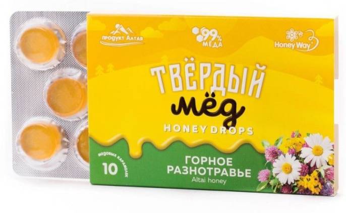 Твердый мед Карамель медовая Горный 30г