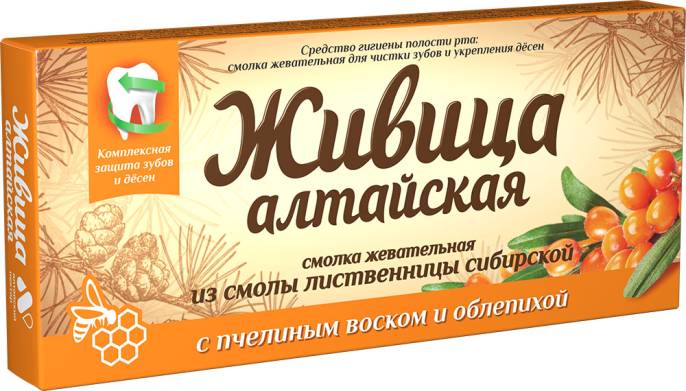 Смолка жевательная с пчелиным воском и облепихой 4шт