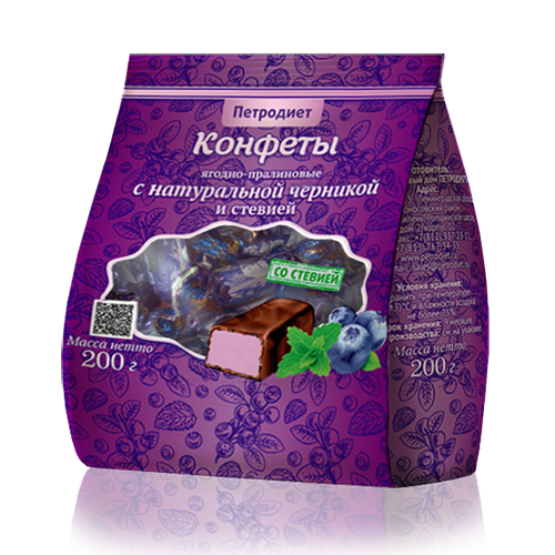 Конфеты пралиновые с натуральной черникой и стевией 200 г
