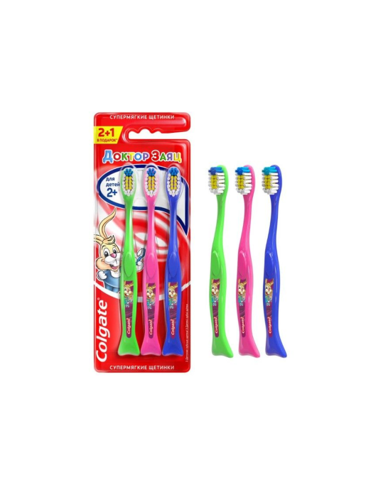 Colgate Зубная щетка детская Доктор Заяц 2 супермягкая 2 1