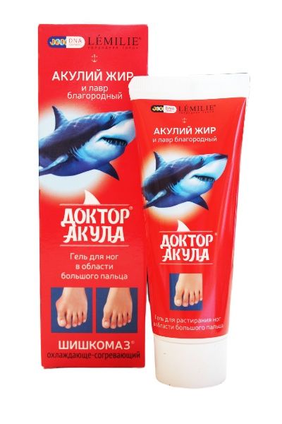 Гель для растирания ног Акулий жир и лавр Доктор Акула 75мл