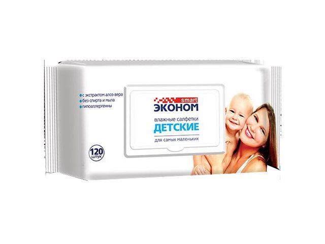 Салфетки влажные Эконом smart детские 120шт