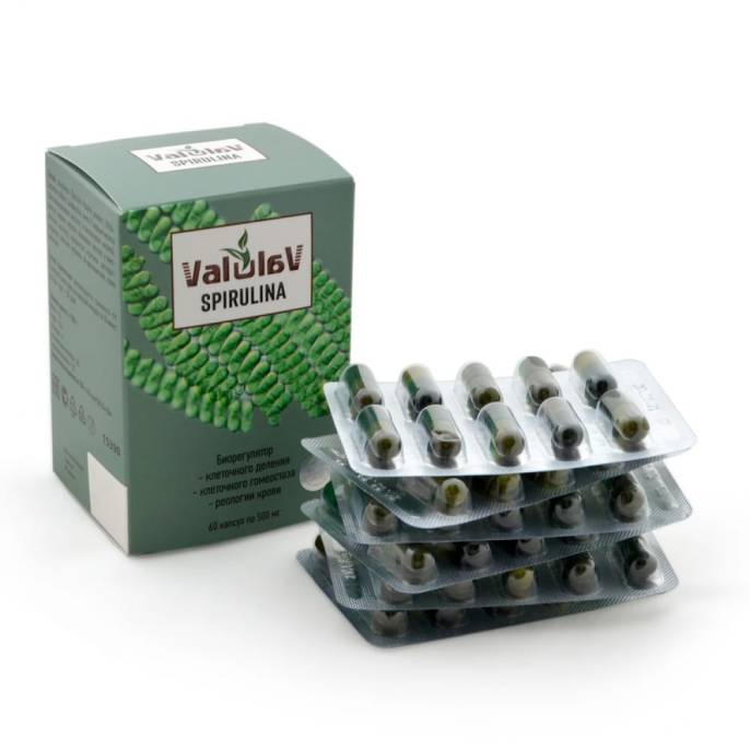 Valulav Spirulina источник аминокислот, витаминов, минералов 60 кап.