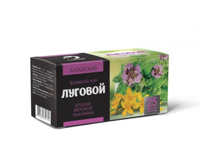 Чай травяной Луговой со зверобоем душицой мятой и земляникой 25 пакетиков