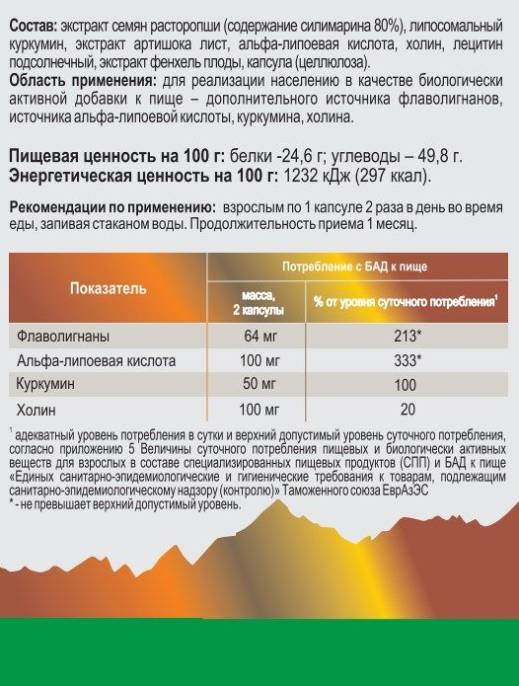 Липосомальный Куркумин Силимарин для печени Nutricare Liposomal БАД 60 капсул