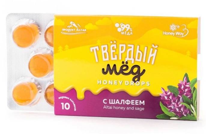 Твердый мед Карамель медовая Шалфей 30г