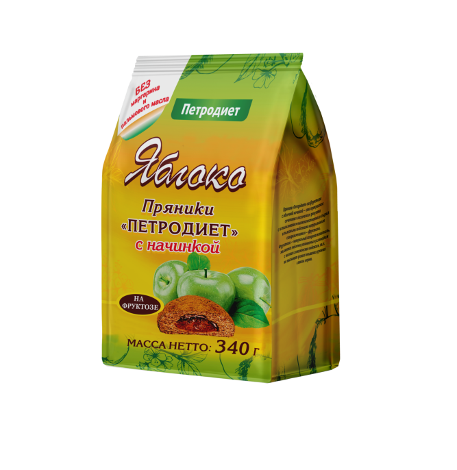 Пряники с начинкой яблочной на фруктозе Петродиет 340 гр