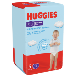 Трусики до подгузники Huggies Хаггис для мальчиков 5 капель от 12 до 17кг 15шт