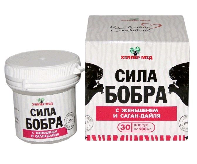 Сила Бобра с женьшенем и саган дайля 30 капсул