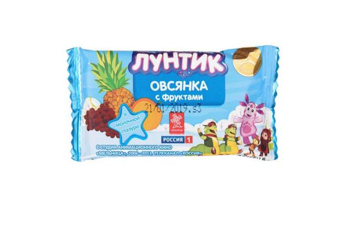 Батончик мюсли Лунтик овсянка с фруктами в глазури 40г