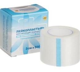 Лейкопластырь Leiko фиксирующий на полимерной основе 3смх500см