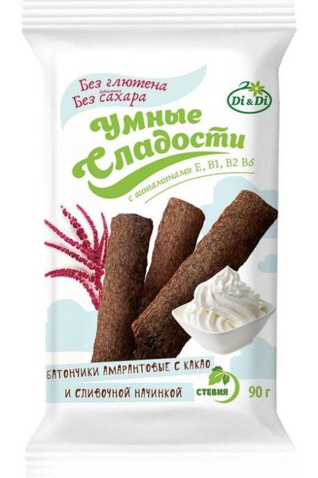 Батончики Умные сладости амарантовые с какао и сливоками