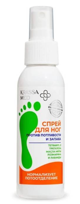 KRASSA MED Спрей для ног против потливости и запаха 100мл