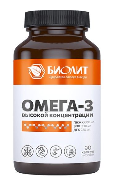 Омега 3 60% концентрации Биолит 90 капсул