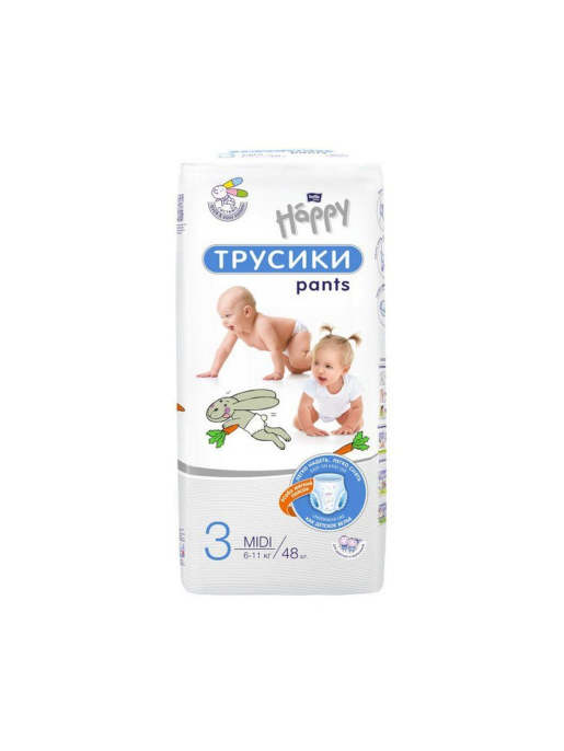 Подгузники Bella Happy ТРУСИКИ Midi от 6 до 11кг 48шт