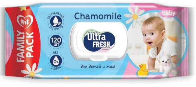 Салфетки влажные Ultra Fresh Baby для детей и мам 120шт