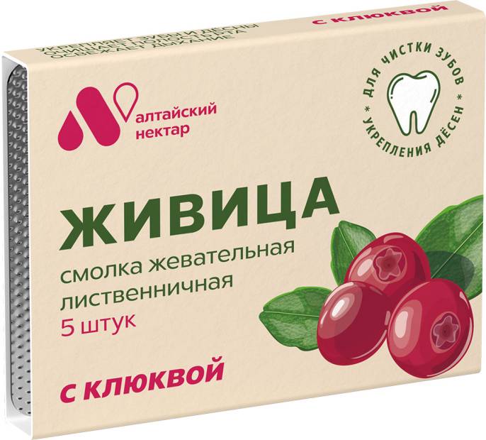 Смолка жевательная Живица с клюквой 5шт