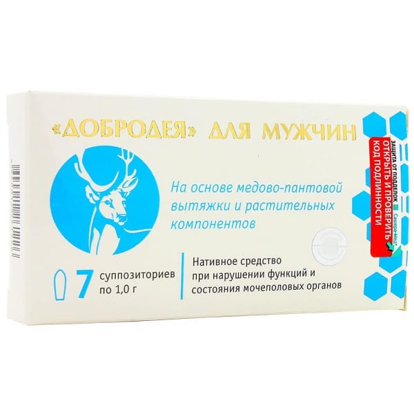 Суппозитории интимной гигиены «Добродея» для мужчин, 7 шт.