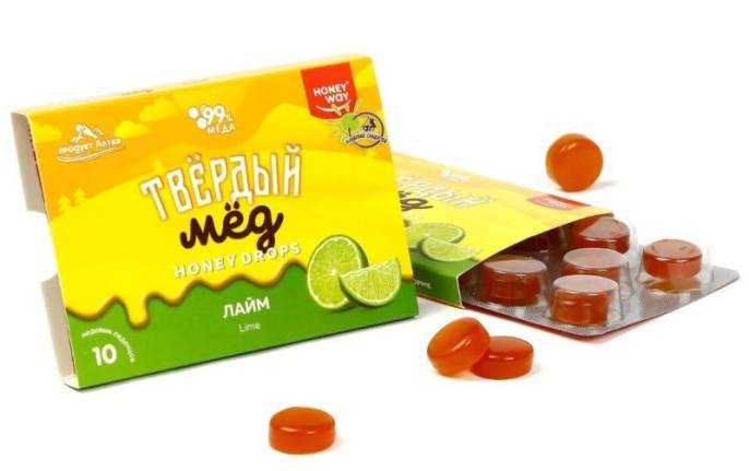 Твердый мед Карамель медовая Лайм 30г