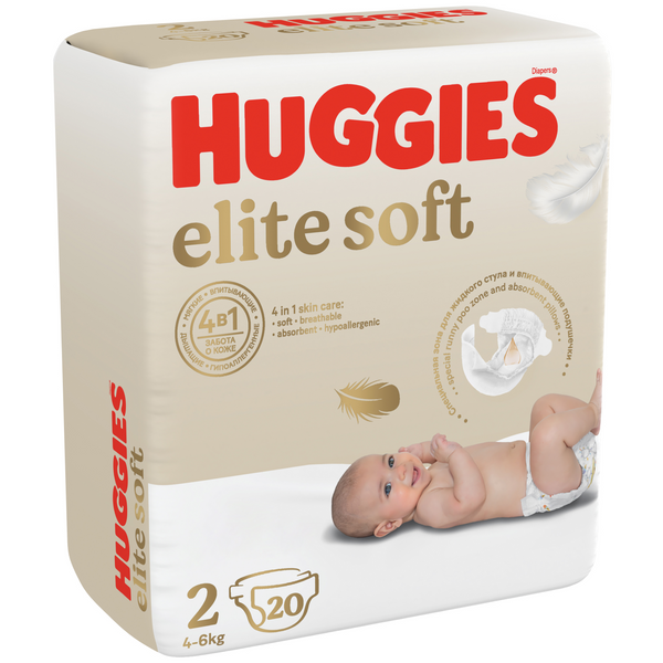 Подгузники Huggies Elite Soft 2 4 6кг 20шт