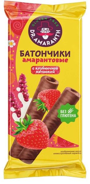 Батончик амарантовый DrAmaranth с клубничной начинкой в глазури 19г