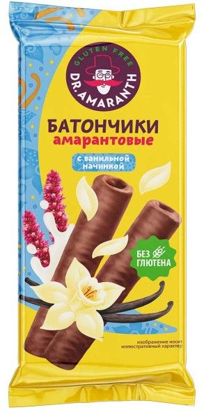 Батончик амарантовый DrAmaranth с ванильной начинкой в глазури 19г