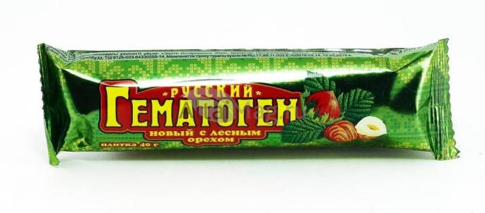 Гематоген русский с лесным орехом 40г 10 шт