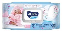 Салфетки влажные АУРА Ультра комфорт для детей с алоэ и витамином Е 100шт