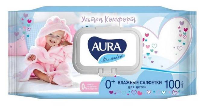 Салфетки влажные АУРА Ультра комфорт для детей с алоэ и витамином Е 100шт