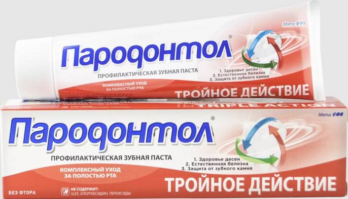 Зубная паста Тройное действие Пародонтол 124г