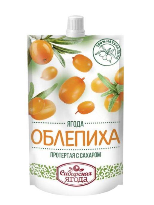 Сибирская Ягода протертая Облепиха на сахаре 280г