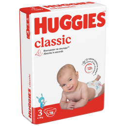 Подгузники Huggies Хаггис Классик 3 от 4 до 9кг 78шт