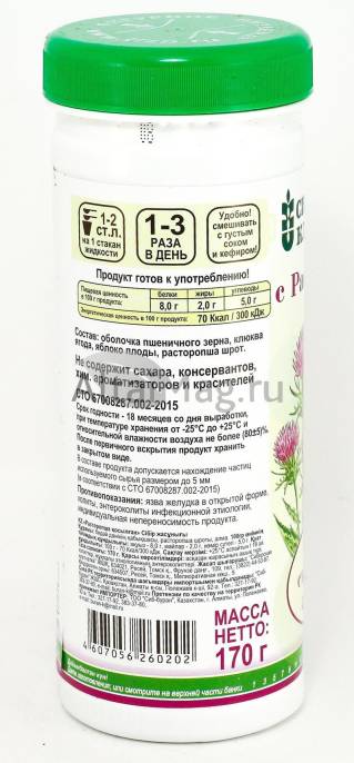 Клетчатка Сибирская Расторопша банка 170 г