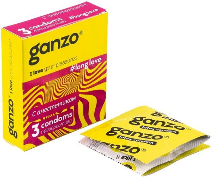 Презервативы GANZO LONG LOVE с анестетиком 3 шт