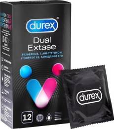 Презервативы Durex Dual Extase рельефные с анестетиком 12 шт