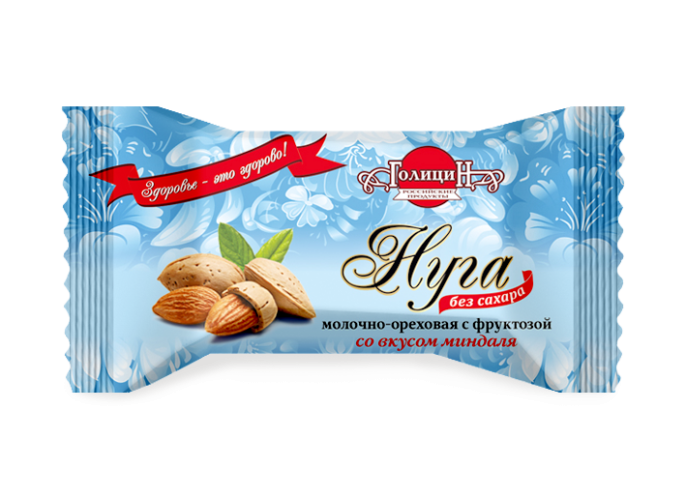 Конфеты Нуга молочно ореховая со вкусом Миндаля с фруктозой 180 г