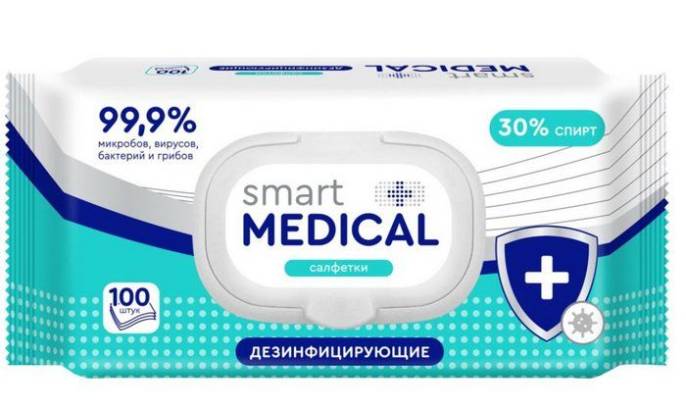 Салфетки влажные SMART MEDICAL дезинфицирующие 100шт