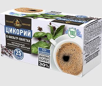 Цикорий молотый натуральный жареный 25 пакетиков по 2г