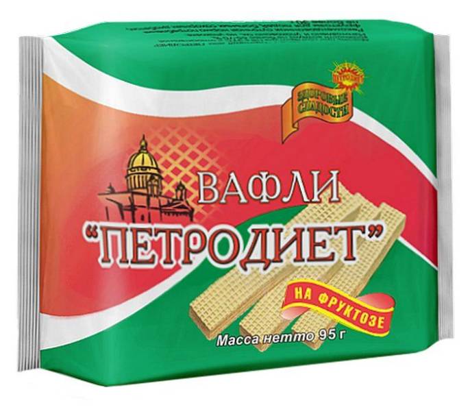 Вафли Невские какао шоколадные на фруктозе Петродиет 95 г