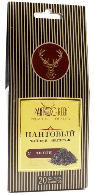 Чай травяной Пантовый с чагой PANTOGREEN 20 пакетиков
