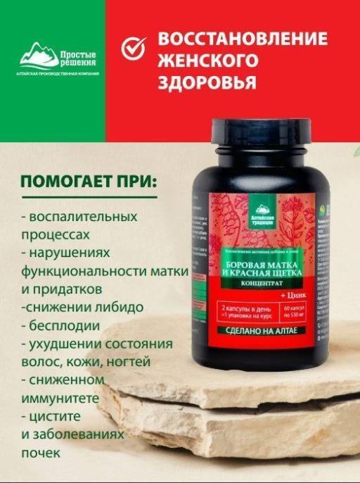 Концентрат Боровая матка и Красная щетка Цинк Алтайские Традиции №60