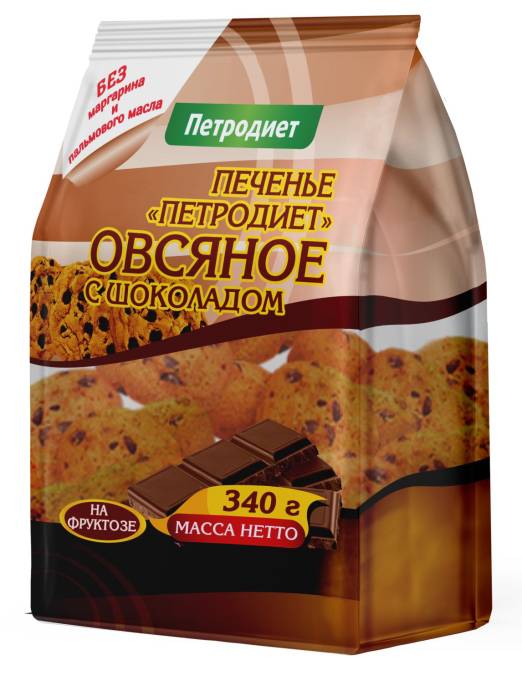 Печенье Овсяное на фруктозе с кусочками шоколада 340г