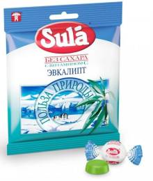 Леденцы Sula без сахара эвкалипт 60 г