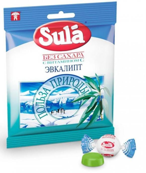 Леденцы Sula без сахара эвкалипт 60 г