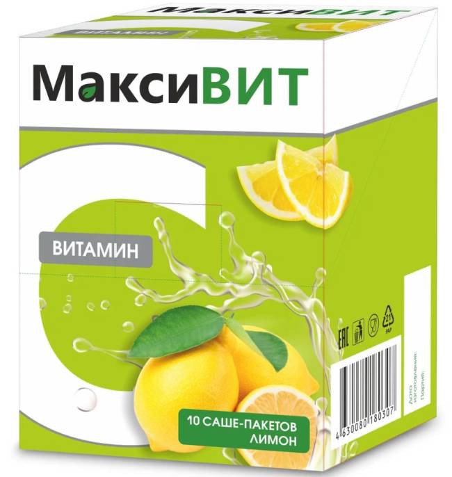Напиток Максивит с витамином С со вкусом лимона 10 саше пакетов