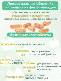 Витамины для памяти и мозга Липосомальный куркумин Ресвератрол БАД Nutricare Liposomal 60 капсул