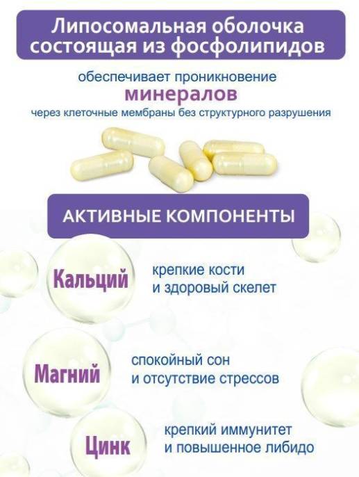Липосомальный кальций магний цинк БАД Nutricare Liposomal 60 капсул
