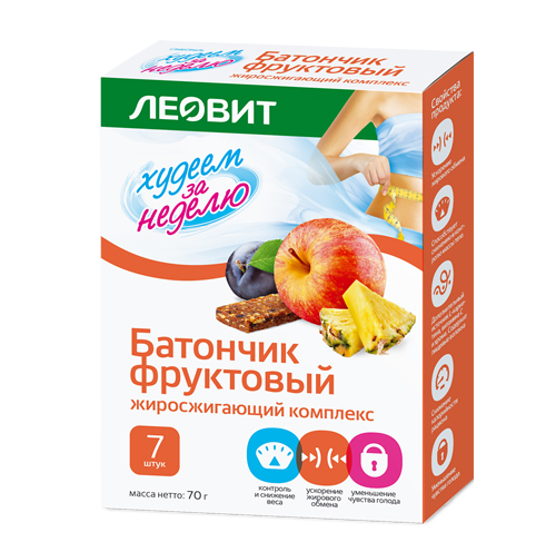 Батончик фруктовый Жиросжигающий комплекс Леовит 7 штук