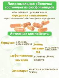 Липосомальный Куркумин Силимарин для печени Nutricare Liposomal БАД 60 капсул